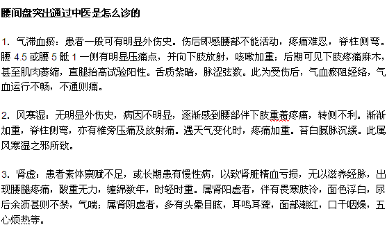 腰間盤突出通過中醫(yī)是怎么診的