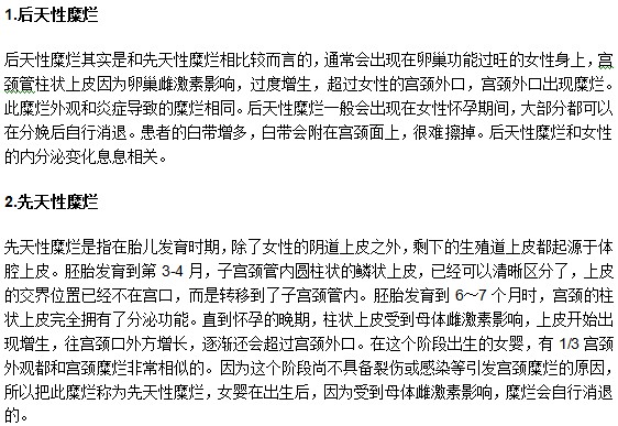 你知道嗎？宮頸糜爛分為先天性和后天性！