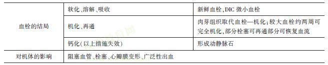 血栓的結局和對機體影響 