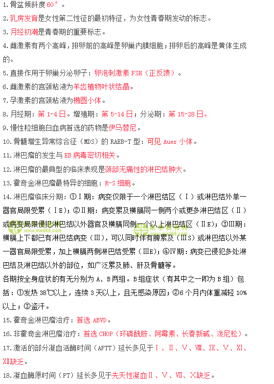 2019年臨床執(zhí)業(yè)醫(yī)師筆試快速備考100條考點速記（五）