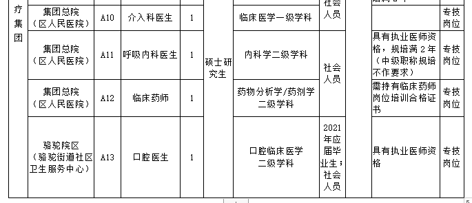 2021年浙江省鎮(zhèn)海區(qū)人民醫(yī)院醫(yī)療集團(tuán)簡(jiǎn)化程序錄用優(yōu)秀高層次緊缺人才需求計(jì)劃表（15人）1