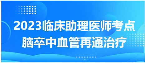 2023臨床助理醫(yī)師考點腦卒中血管再通治療