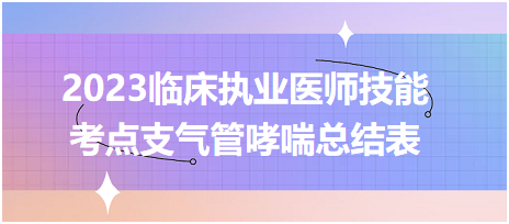 2023臨床執(zhí)業(yè)醫(yī)師實踐技能必考考點支氣管哮喘總結表