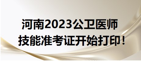 河南2023公衛(wèi)醫(yī)師技能準考證開始打??！