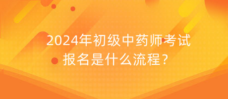 2024年初級中藥師考試報名是什么流程？