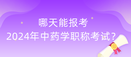 哪天能報考2024年中藥學(xué)職稱考試？